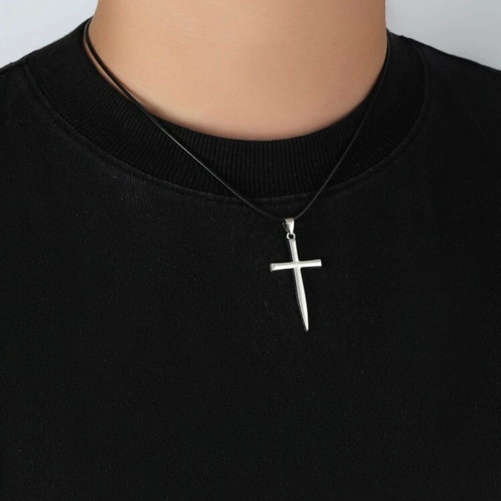 ✯ 4/$15 Men’s Stainless Steel Latin Cross Sword Necklace Pendant